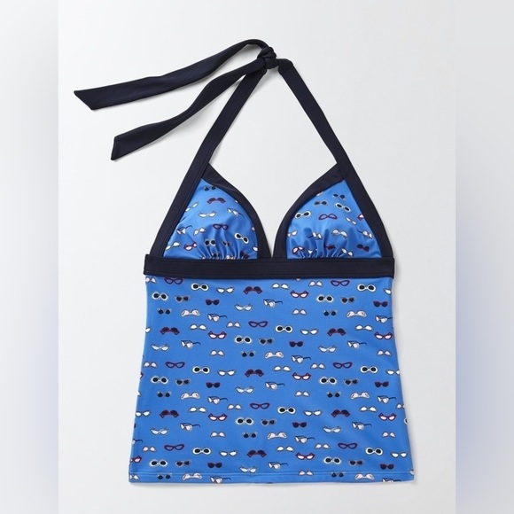 Boden Tankini Top Women's Size 8 US Blue Navy Sunglasses Print Ischia Halter - Picture 7 of 12